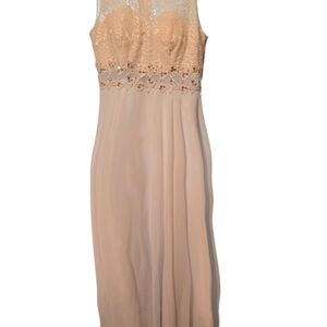 Elegant Lace Bodice Champagne Prom Dress